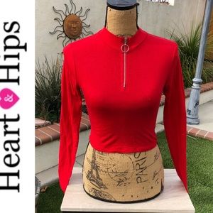 NEW Heart & Hips 1/4 Zip Mock Pullover Top